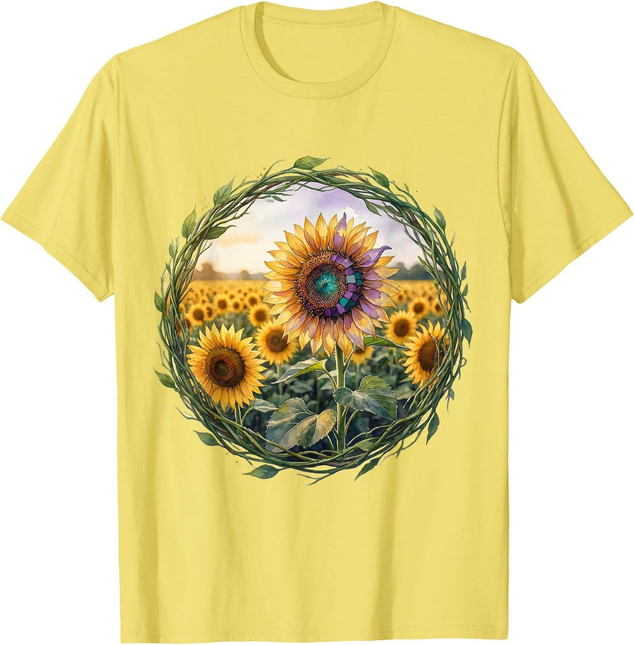 Men's Special Education Sunflower Field Unique Bloom T-Shirt - Lemon Yellow