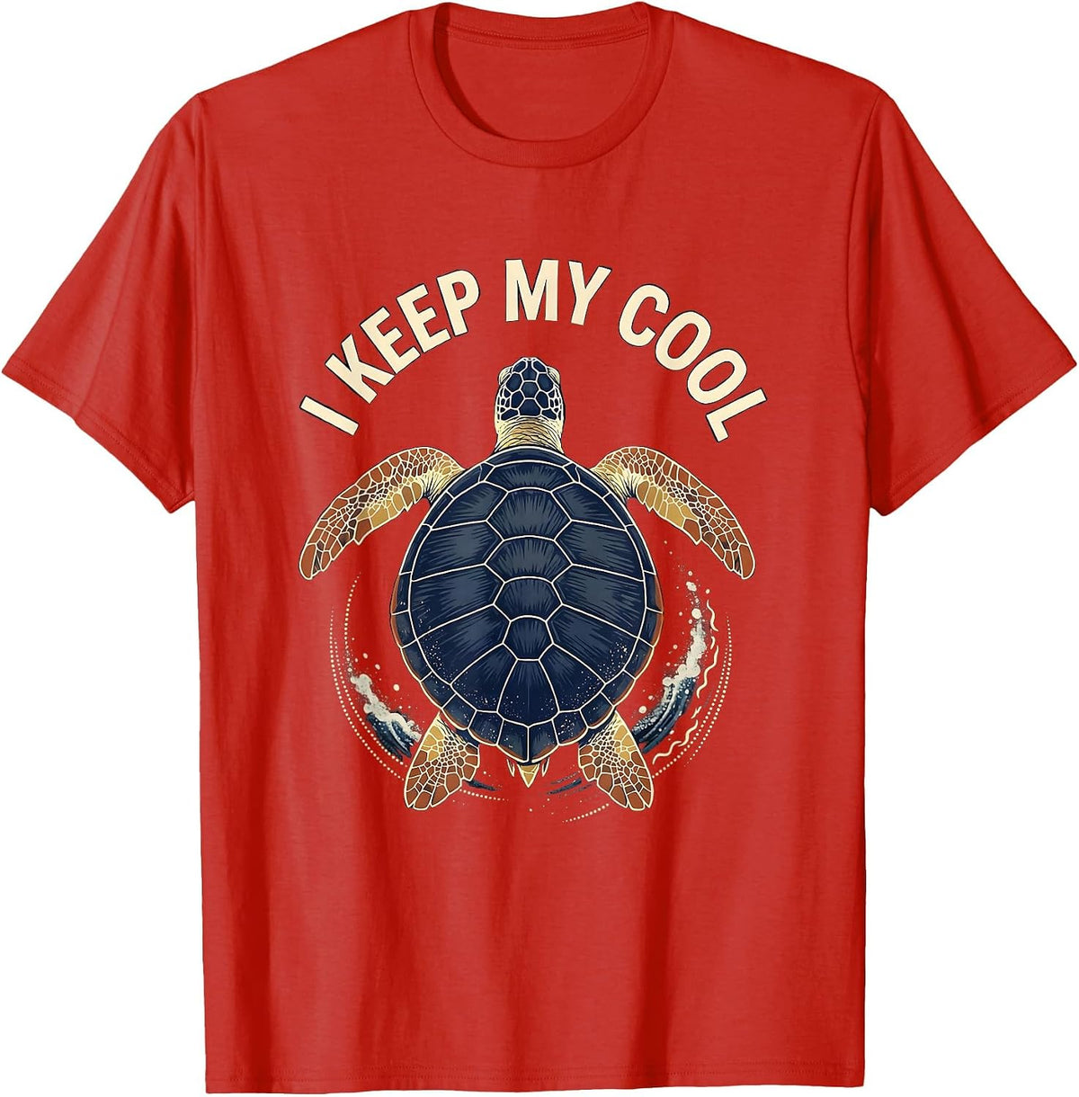 Men's I Keep My Cool Batik Wax Resist Sea Turtle Tropical Vacation T-Shirt - Red
