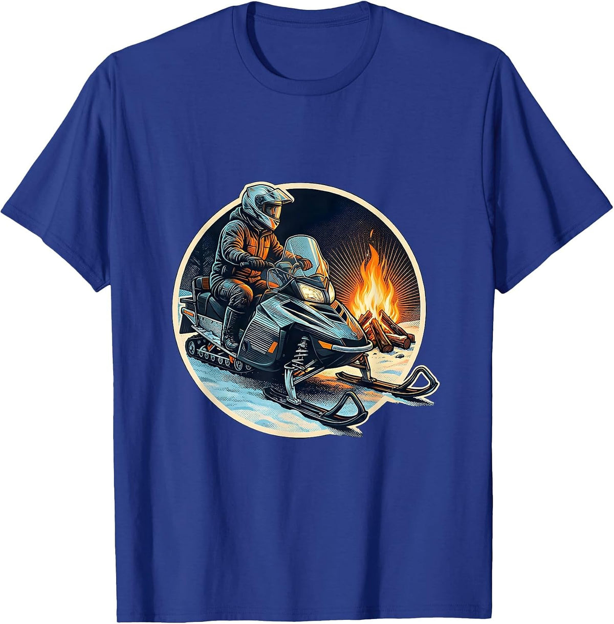 Sealed Badge Helmeted Snowmobile Rider Winter Humor T-Shirt - Royal Blue