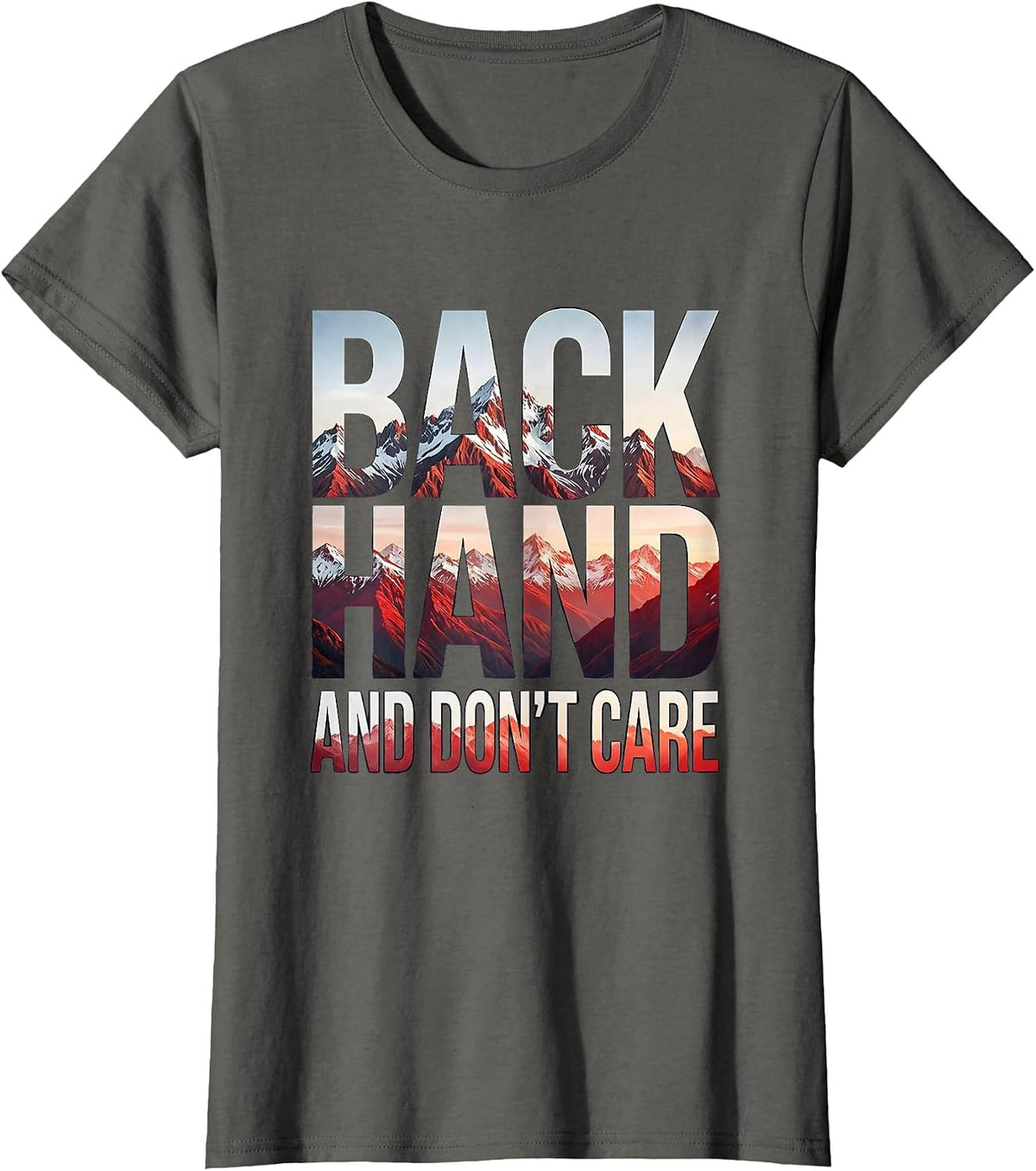 Women's Backhand and Don't Care Tennis Design T-Shirt - Asphalt Grey