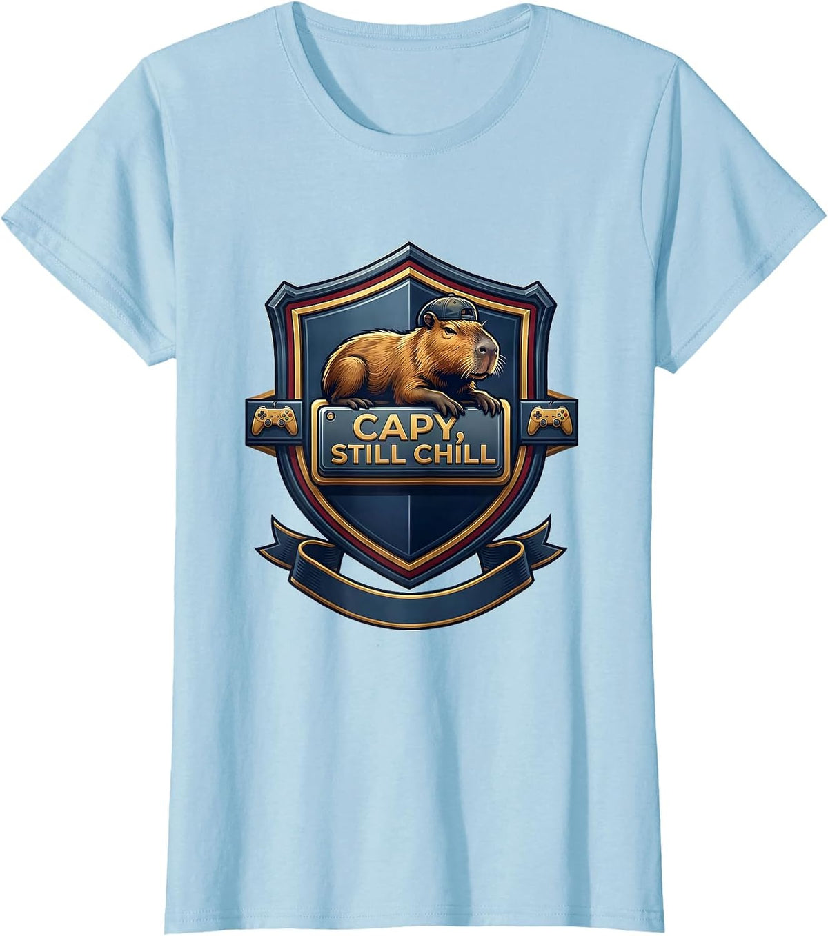 capy, still chill Funny Capybara Gamer Meme Humor T-Shirt - Baby Blue