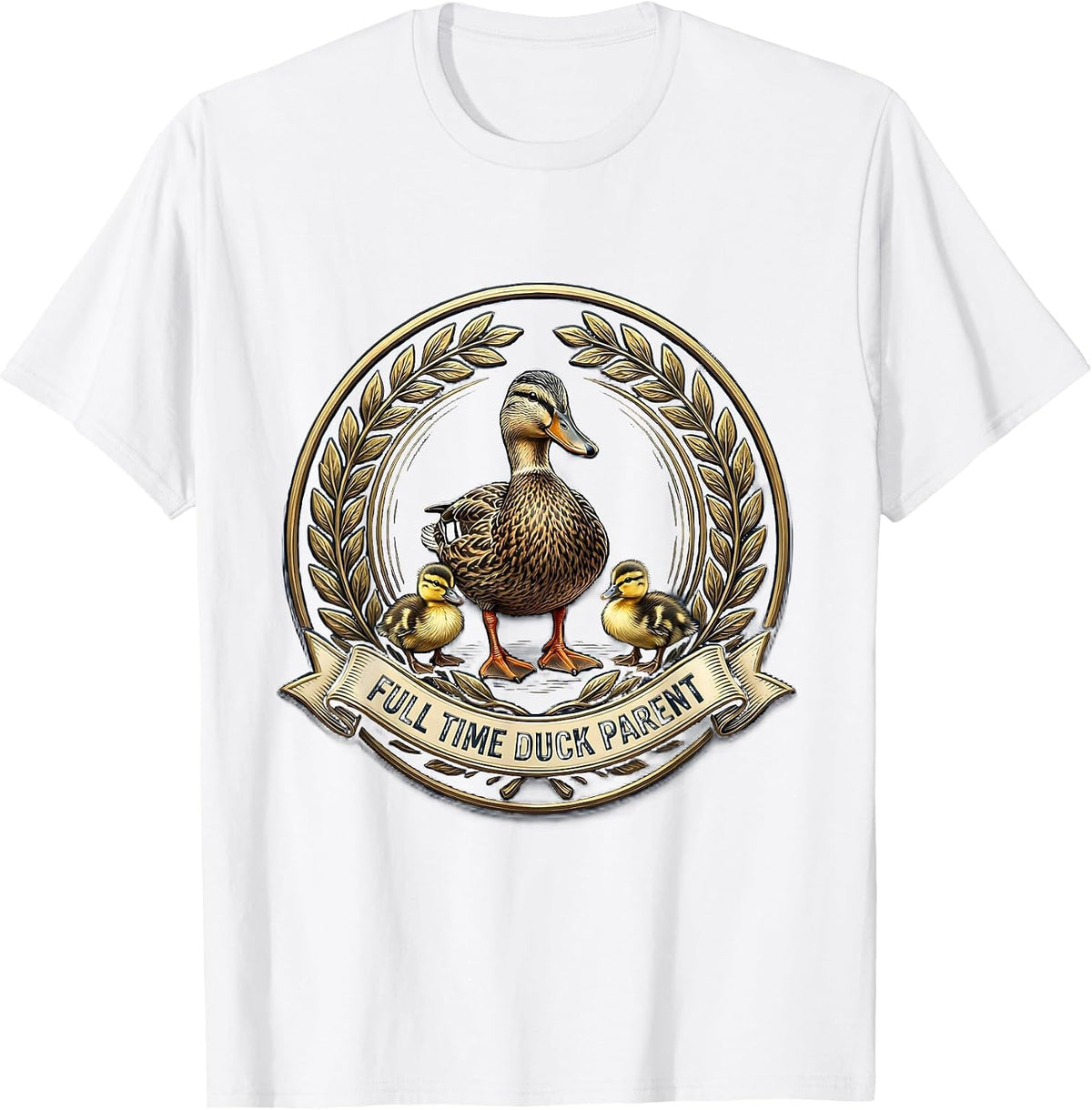 Men's Full Time Duck Parent Funny Duck Lover Design T-Shirt - White