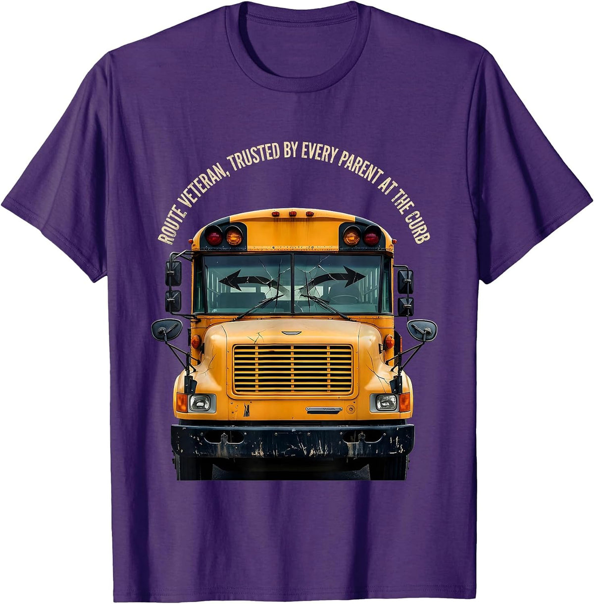 Men's Route Veteran, Trusted By Every Parent At The Curb School T-Shirt - Purple