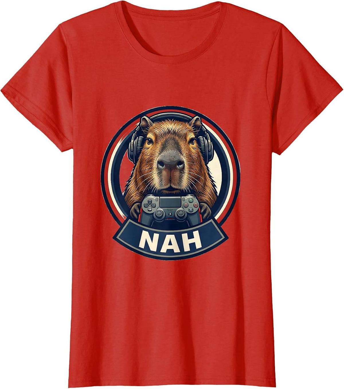 Nah Funny Capybara Gamer Meme Humor Cute T-Shirt - Red