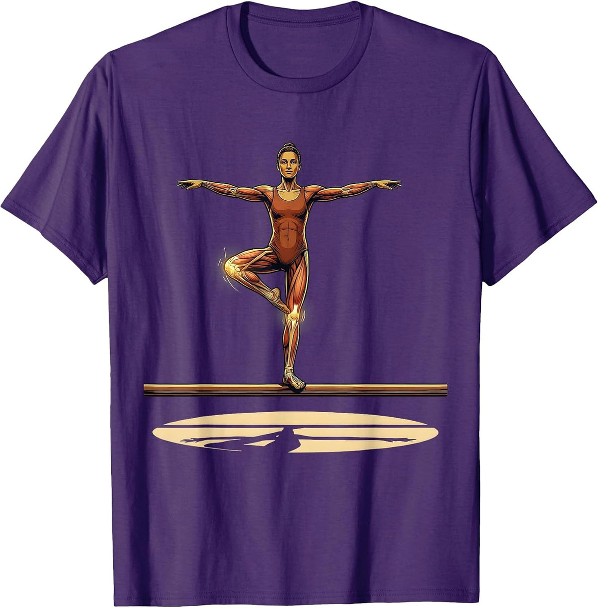 Physical Therapy Single Leg Balance Beam Graphic T-Shirt - Purple
