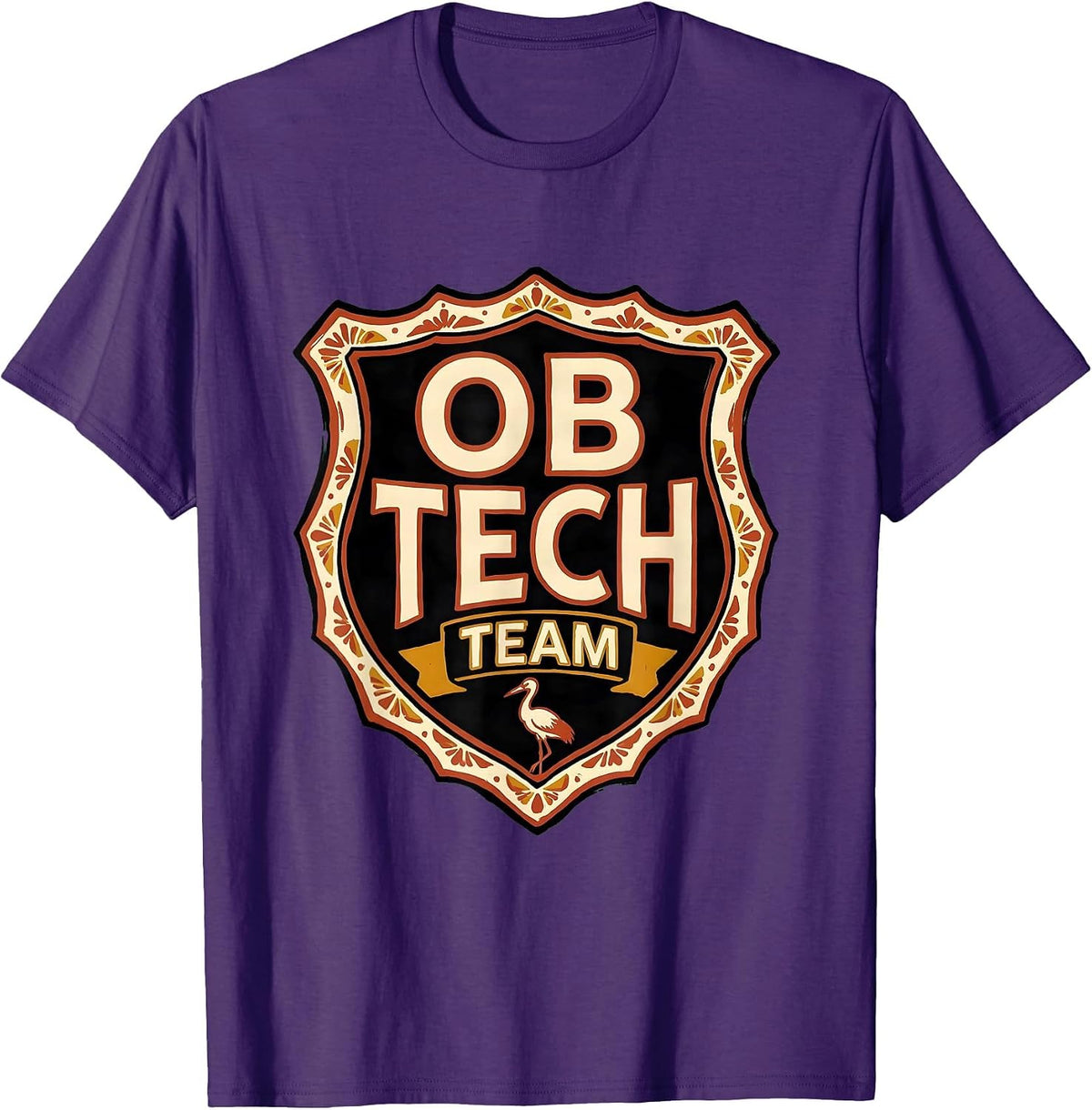 OB Tech Team Folk Art OB GYN Squad Nurse Humor T-Shirt - Purple