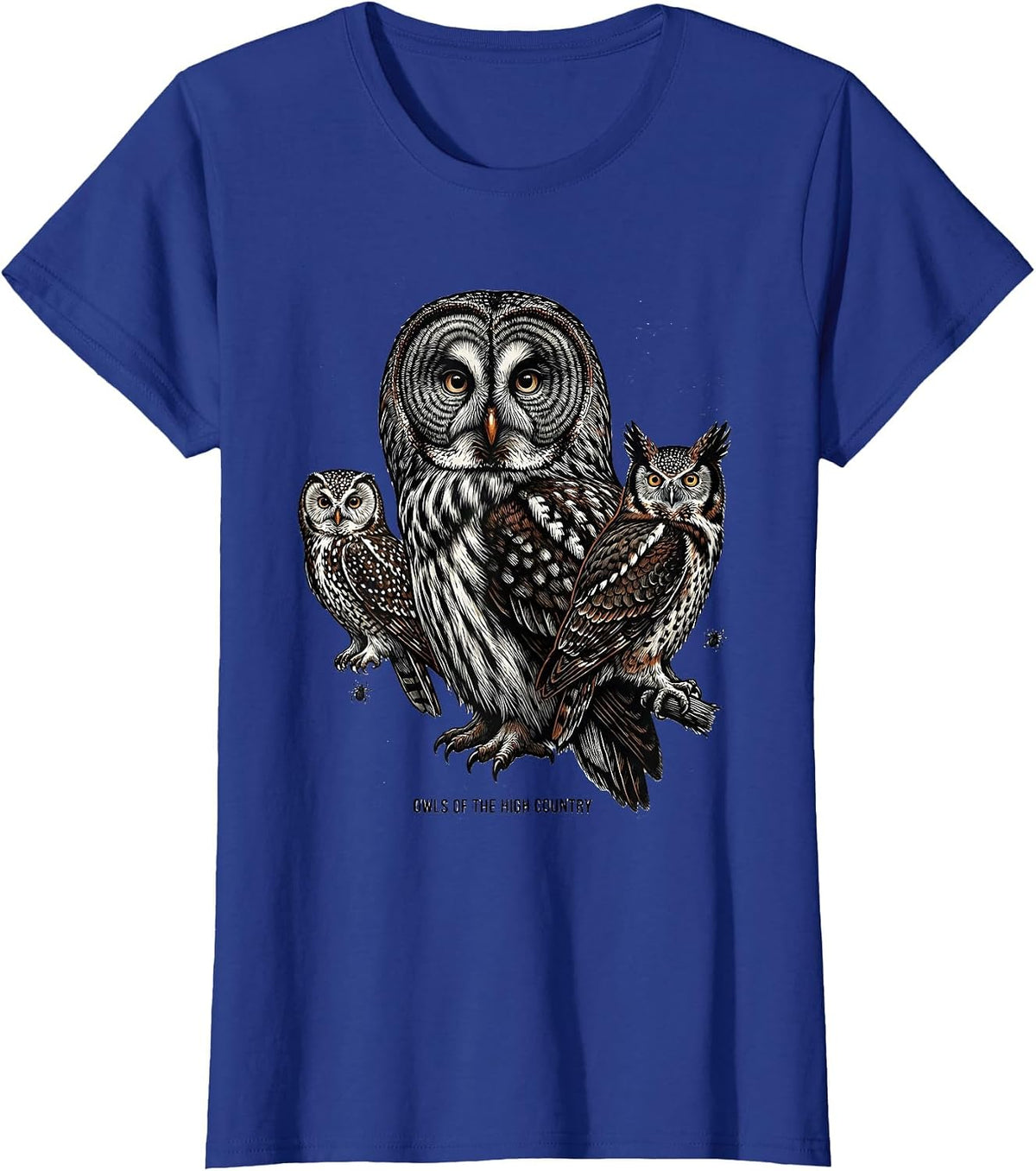 Women's Owls Of The High Country Vintage Bird Lover Retro Humor T-Shirt - Royal Blue