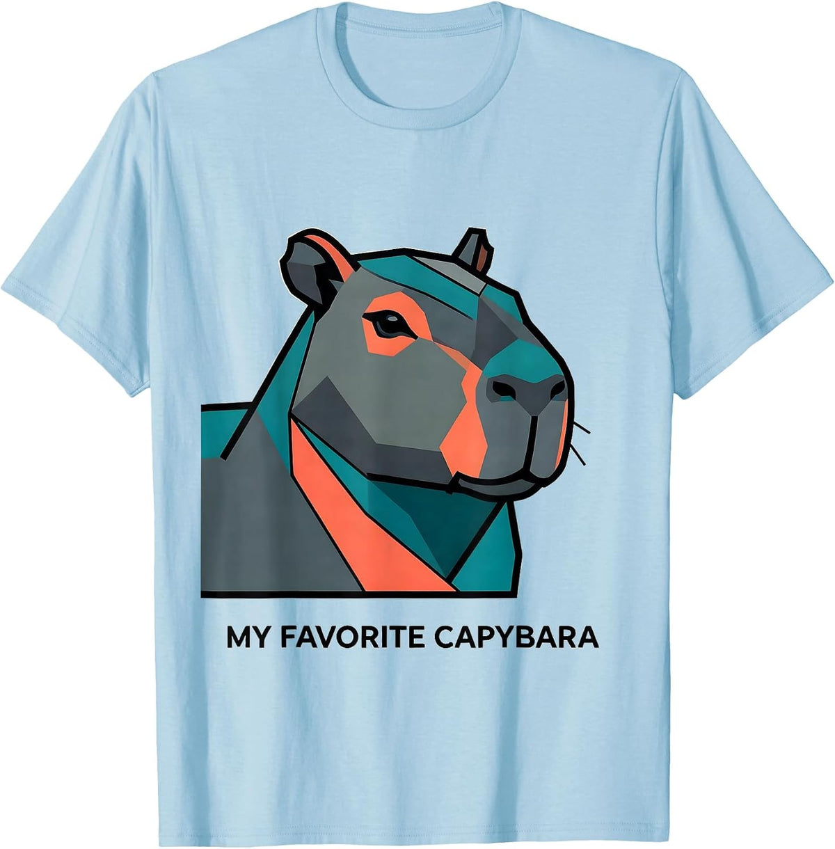 Men's My Favorite Capybara Flat Vector Animal Art Portrait T-Shirt - Baby Blue