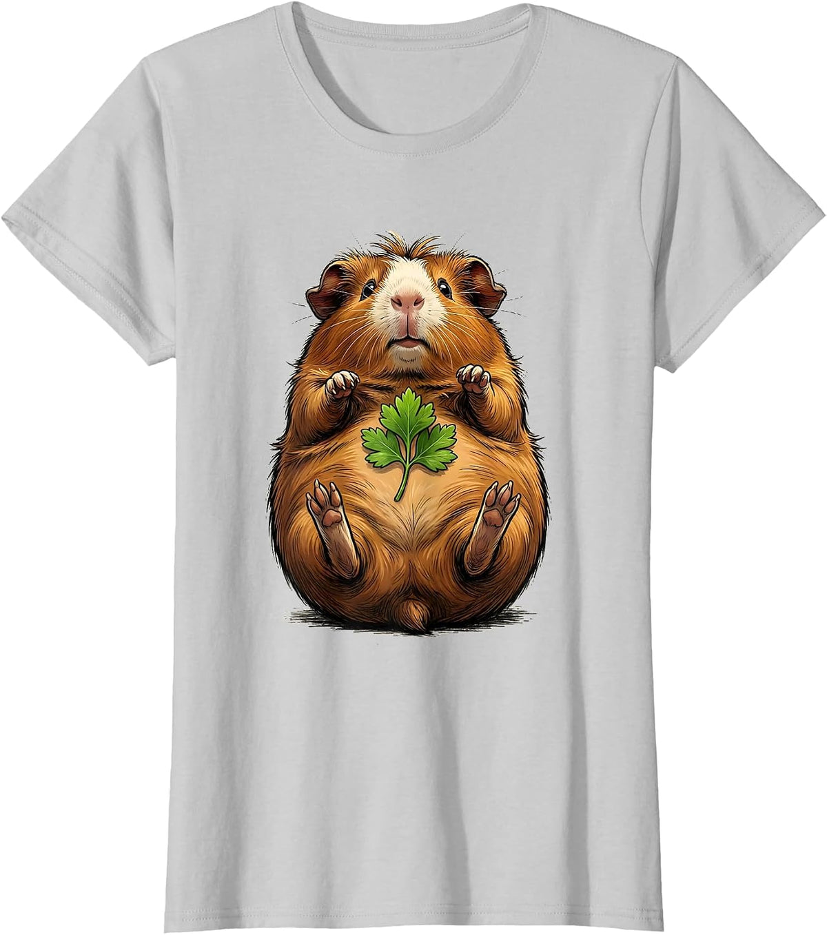 Rounded Tailless Guinea Pig Cartoon Pet Lover Humor T-Shirt - Silver Grey