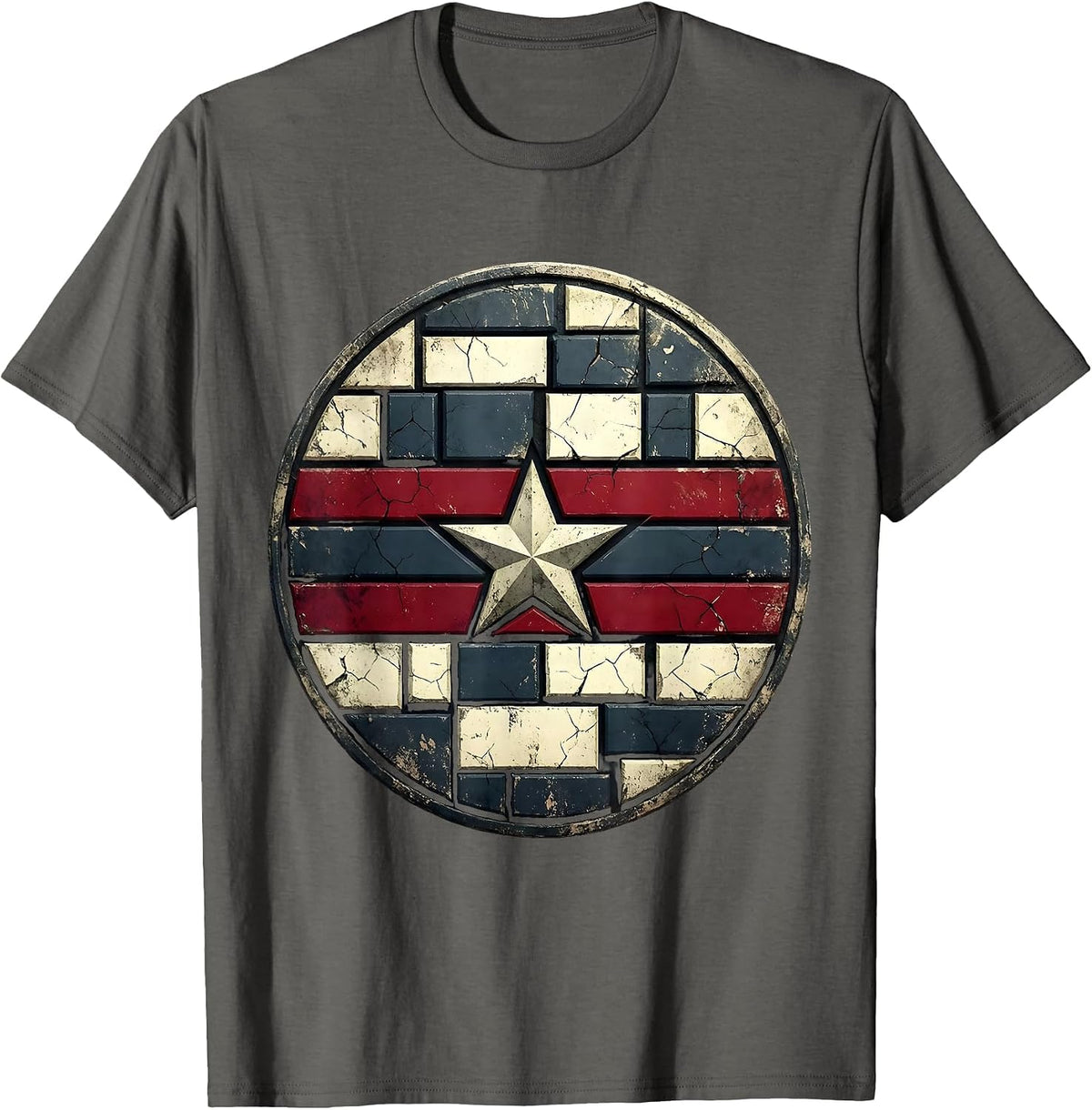 Men's Eagle Carrying Flag Toward Rising Sun Patriotic T-Shirt - Asphalt Grey
