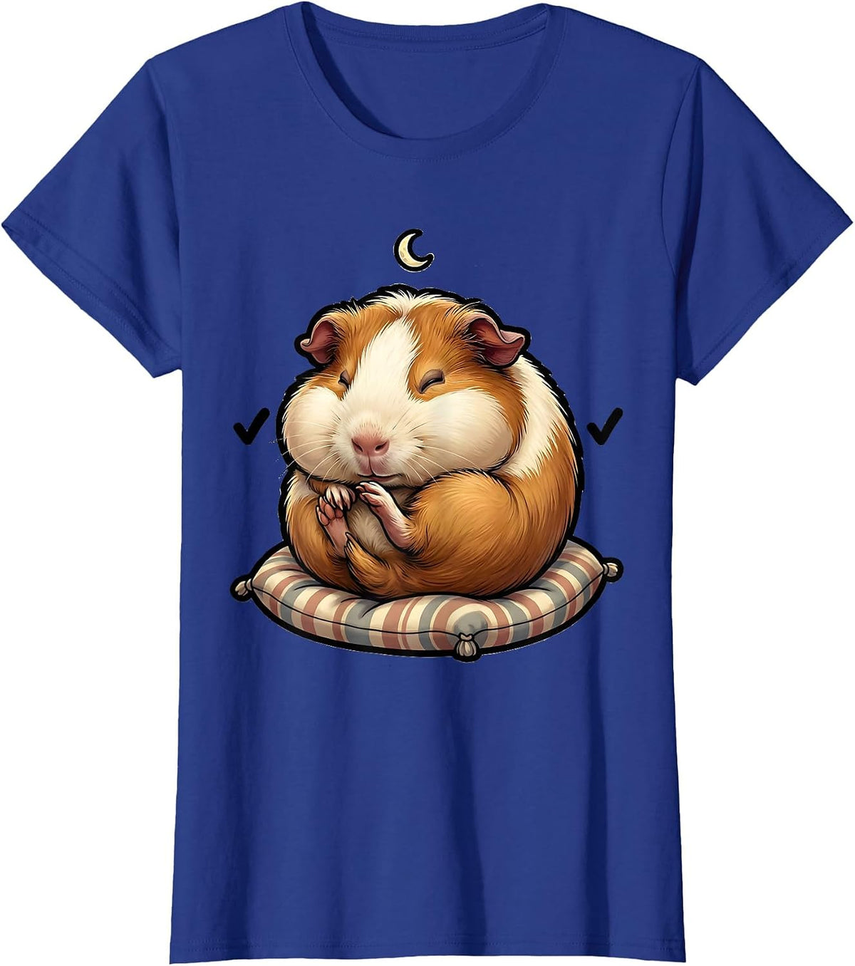 Women's Sleeping Guinea Pig Cute Animal Lover Novelty Sleepshirt T-Shirt - Royal Blue