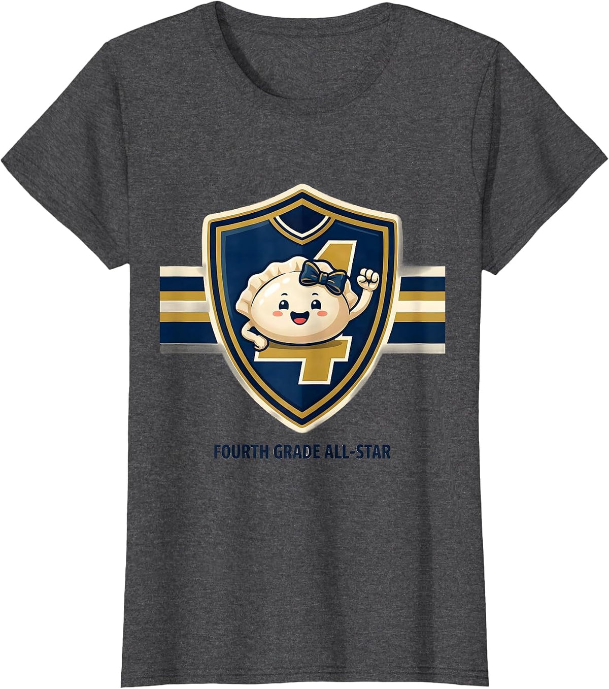 Women's Fourth Grade All-Star Cute Dumpling Back to School Girl T-Shirt - Dark Heather Grey
