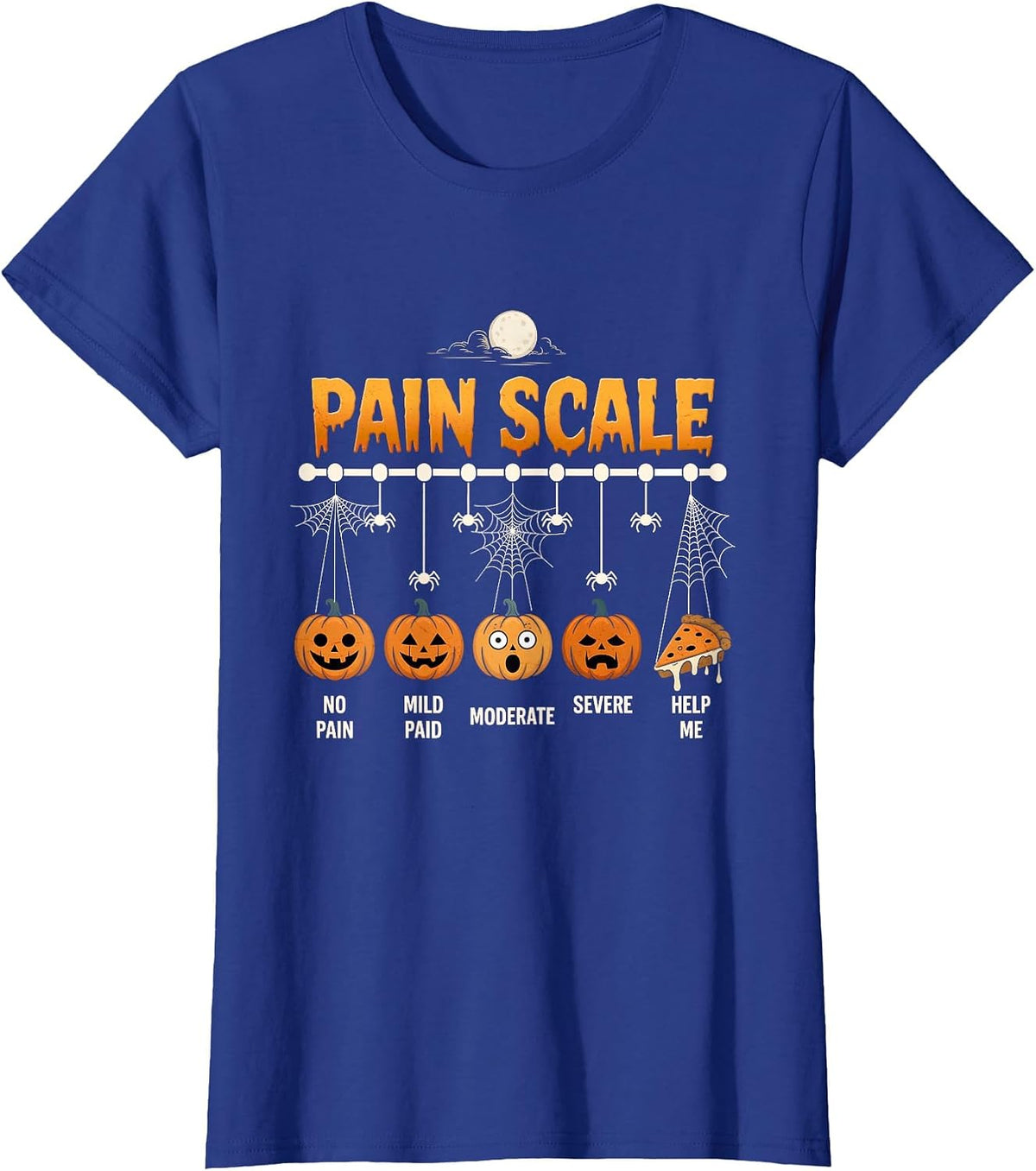 Halloween Pain Scale Pumpkin Trauma Nurse Triage Medical T-Shirt - Royal Blue