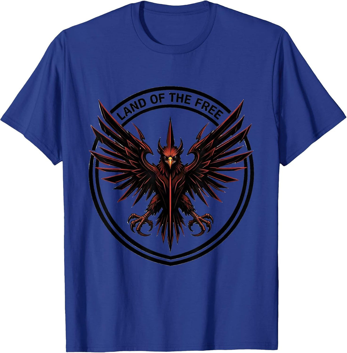 Men's American Flag Eagle Land of the Free Patriotic Design T-Shirt - Royal Blue
