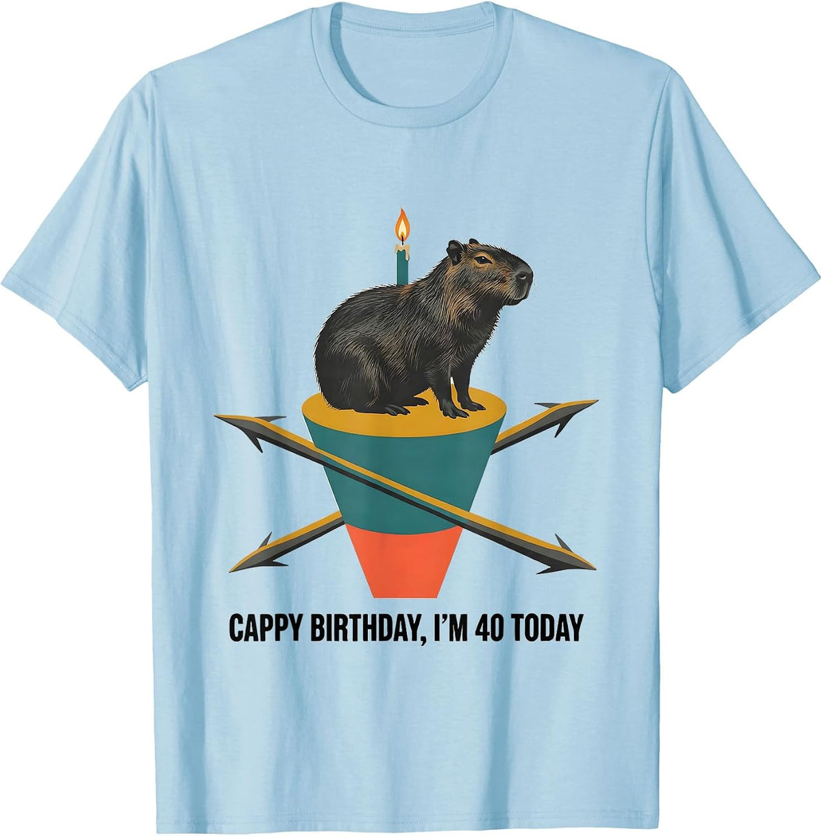 Men's Cappy Birthday I'm 40 Today Kawaii Capybara Birthday Gift T-Shirt - Baby Blue