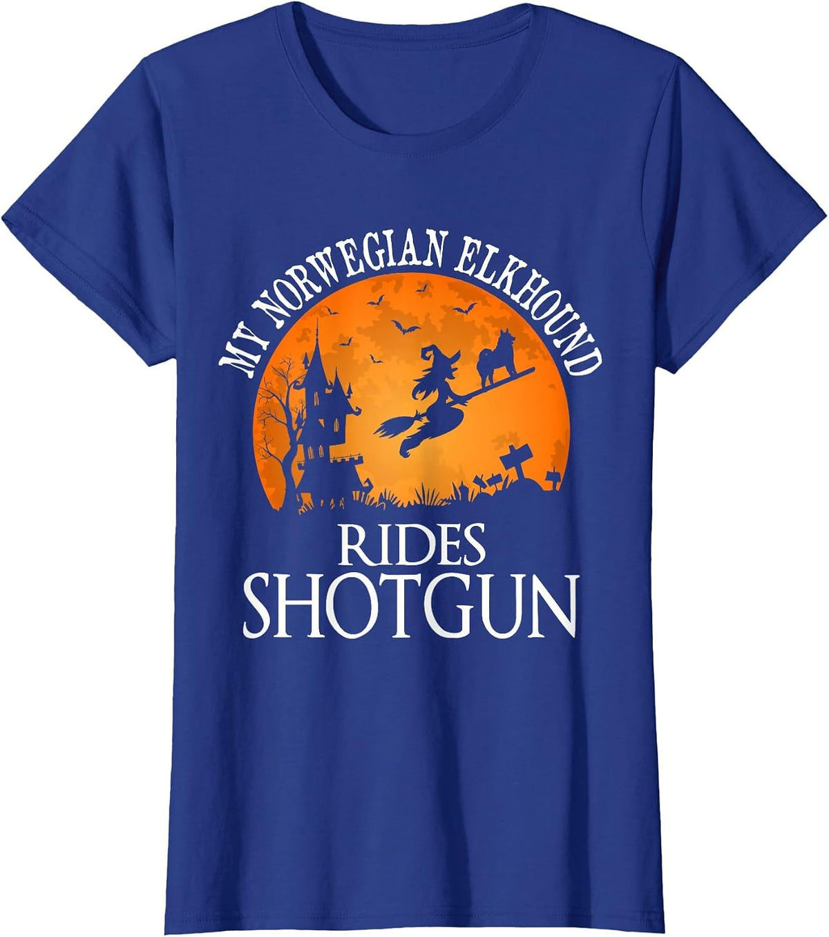 Norwegian Elkhound Rides Shotgun Dog Lover T-Shirt - Royal Blue