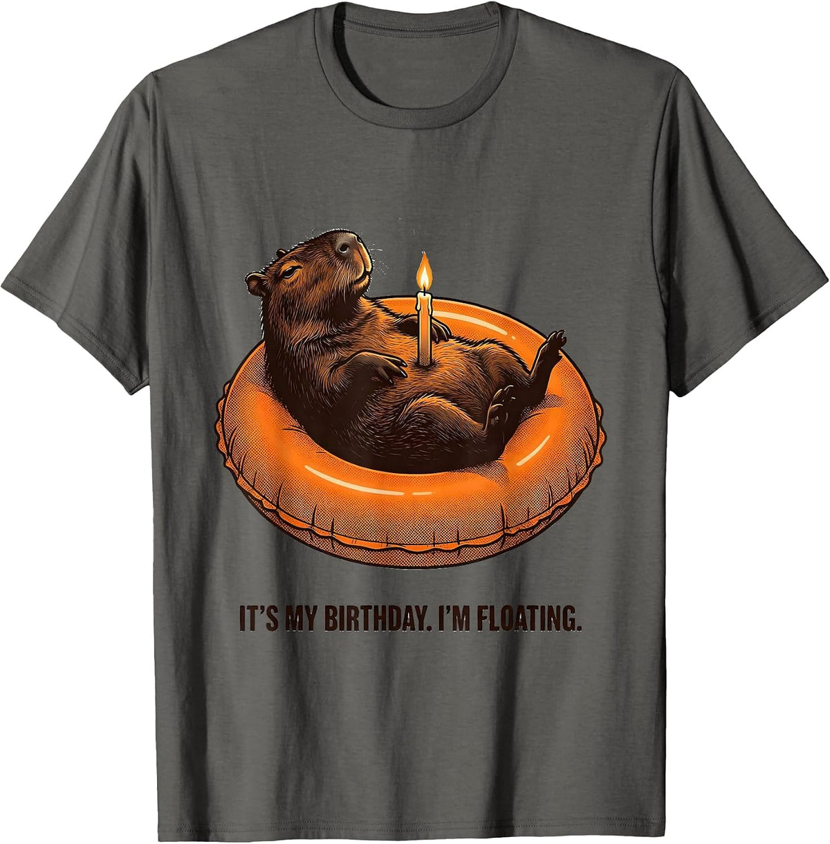 It's My Birthday I'm Floating Cute Capybara Kawaii Birthday T-Shirt - Asphalt Grey