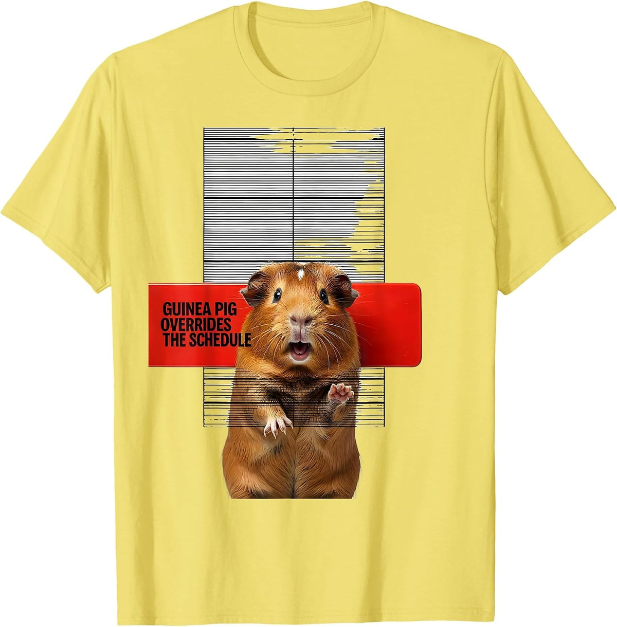 Men's Guinea Pig Overrides The Schedule Funny Pet Lover Humor T-Shirt - Lemon Yellow