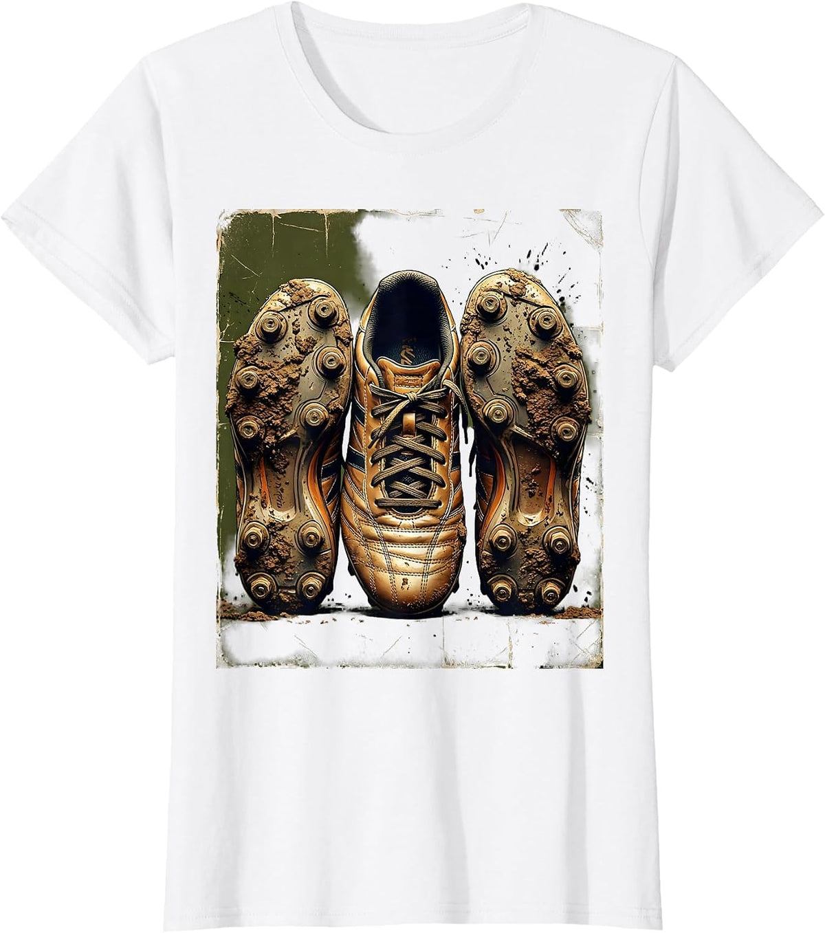 Women's Soccer Mom Muddy Cleats Graphic Tee T-Shirt - White