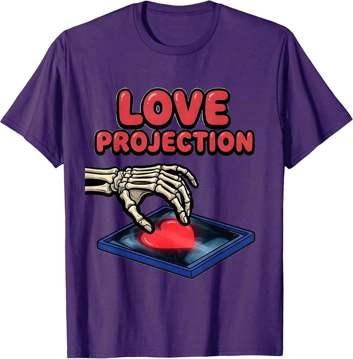 Love Projection Funny Radiology Tech Skeleton Valentine T-Shirt - Purple