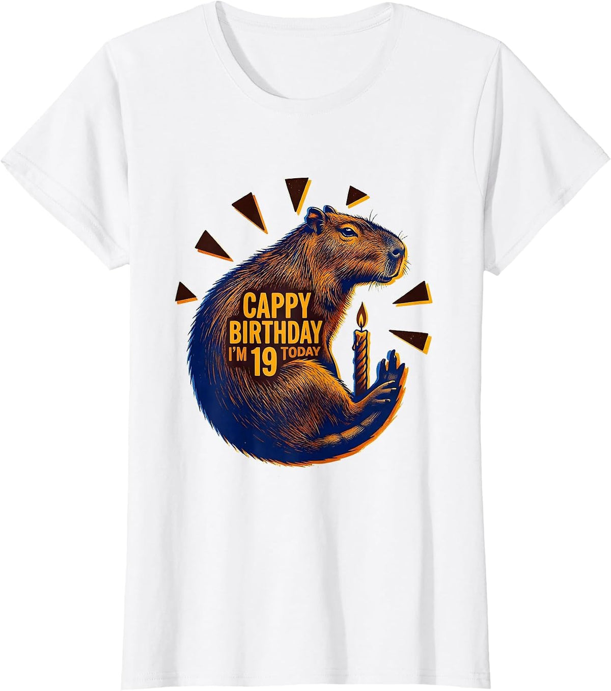 Cappy Birthday I'm 19 Today Funny Capybara Birthday Gift T-Shirt - White
