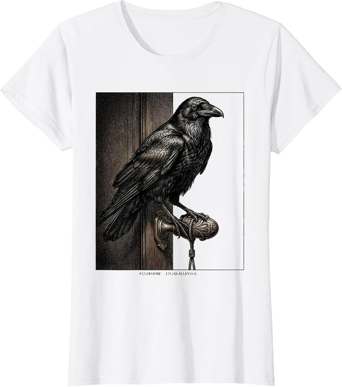 Nevermore Edgar Allan Poe Gothic Literary Fan Raven Quote T-Shirt - White
