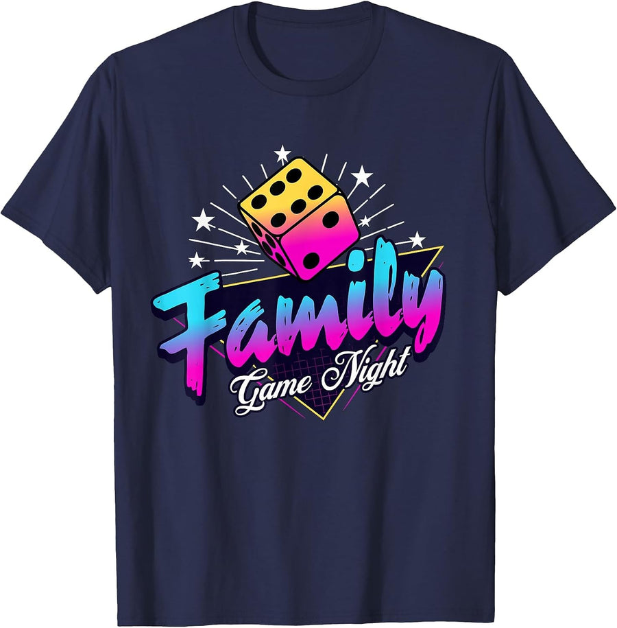 Matching Family Game Night Game Dice T-Shirt - Navy Blue