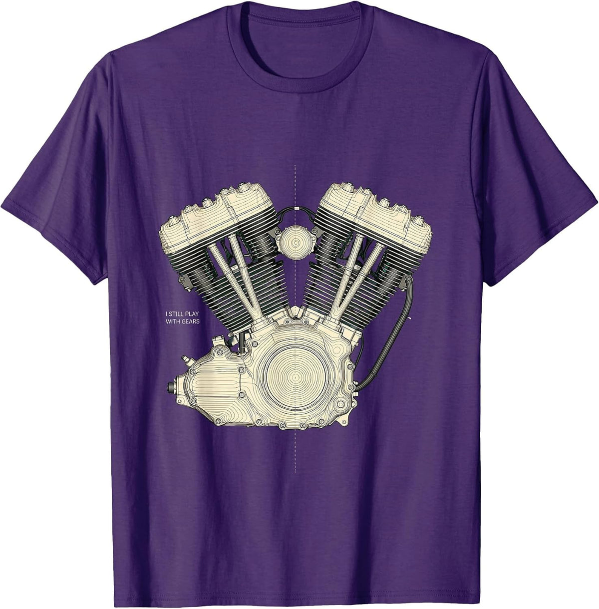 Men's I Still Play With Gears Vintage Mechanic Garage Motor Engine T-Shirt - Purple