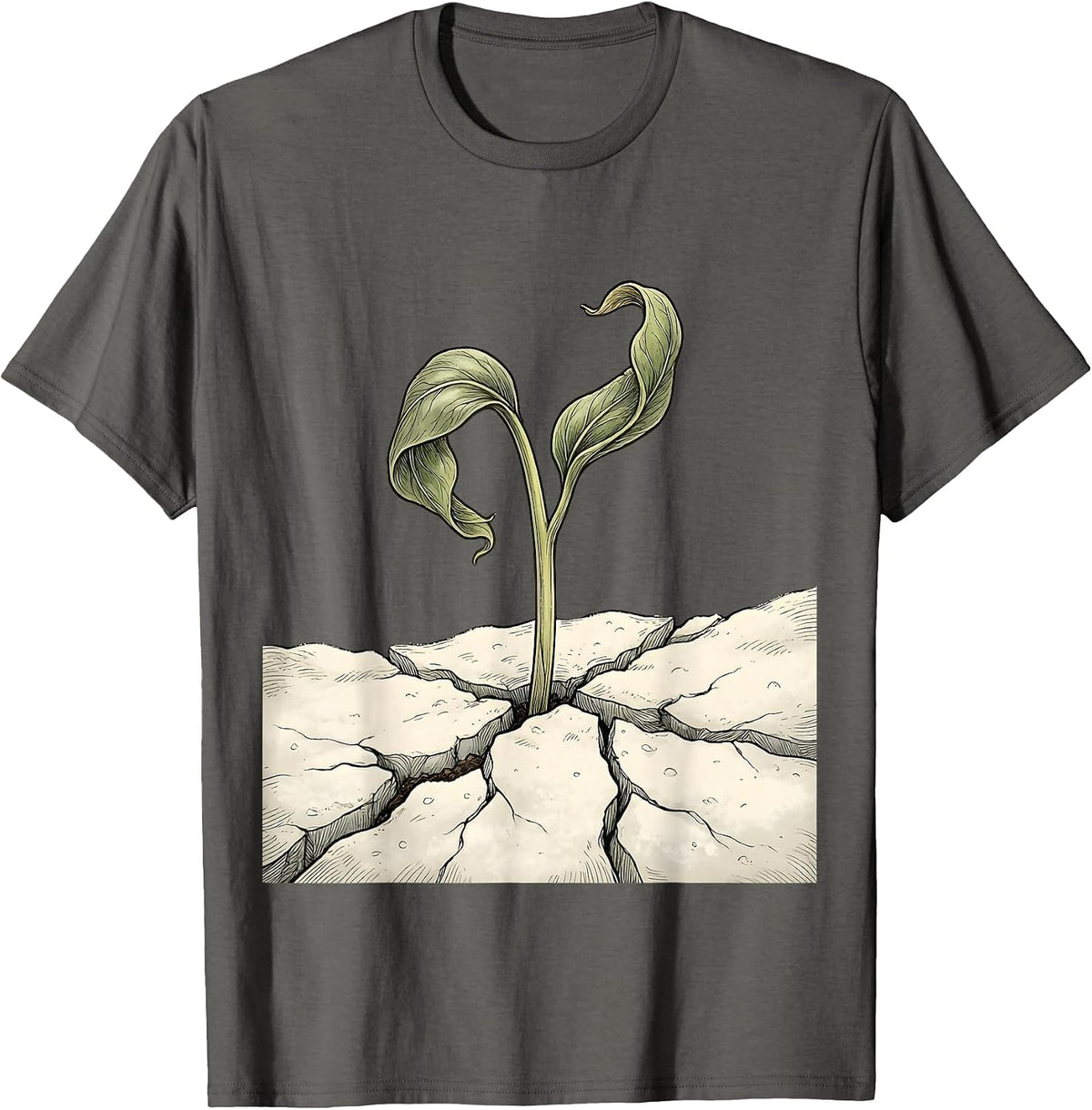 Suicide Prevention Awareness Green Sprout Snow Art T-Shirt - Asphalt Grey
