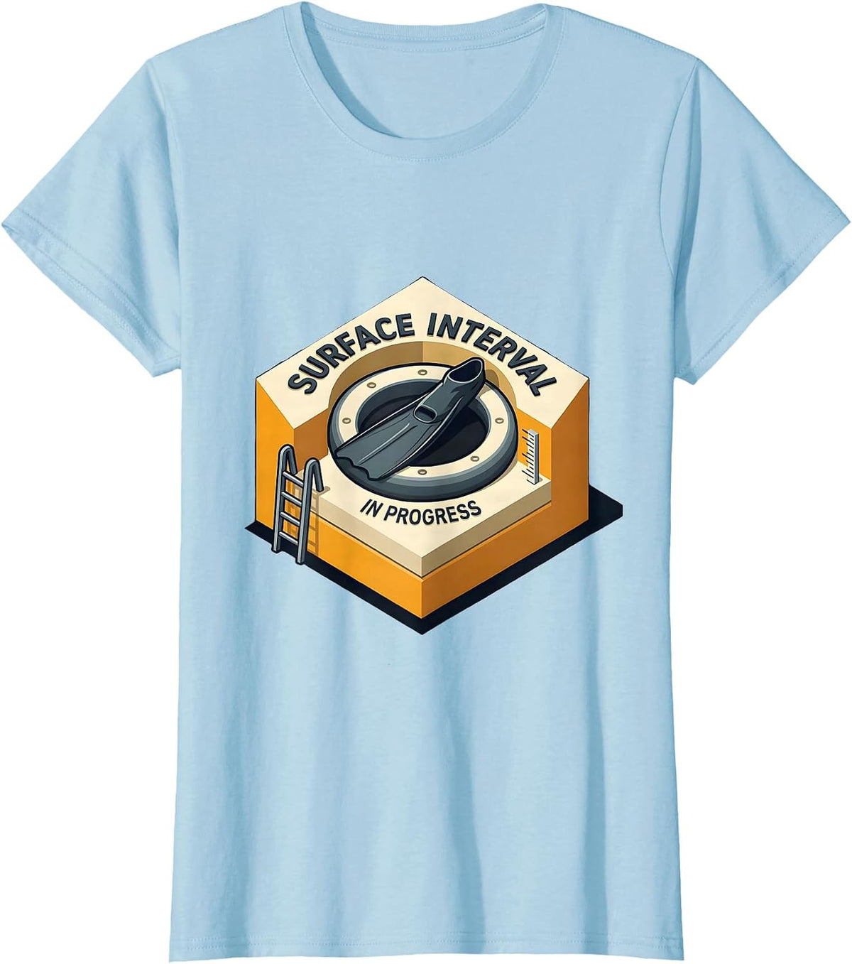 Women's Surface Interval In Progress Funny Scuba Diver Humor T-Shirt - Baby Blue