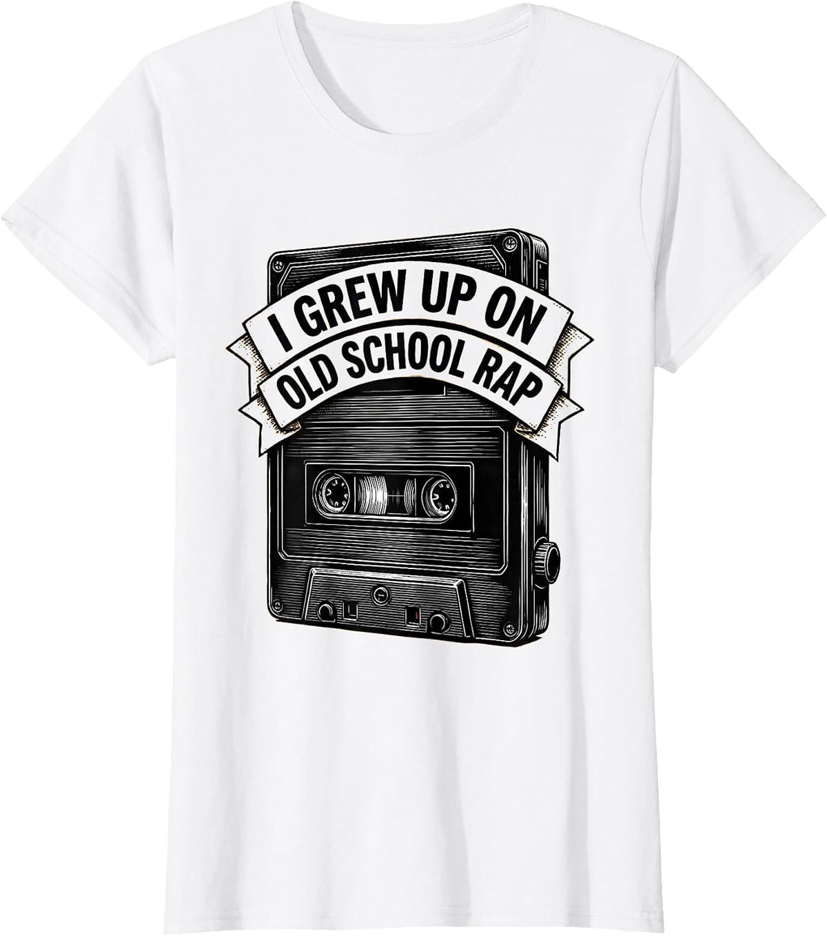 Women's I Grew Up On Old School Rap Vintage Hip Hop Nostalgia T-Shirt - White
