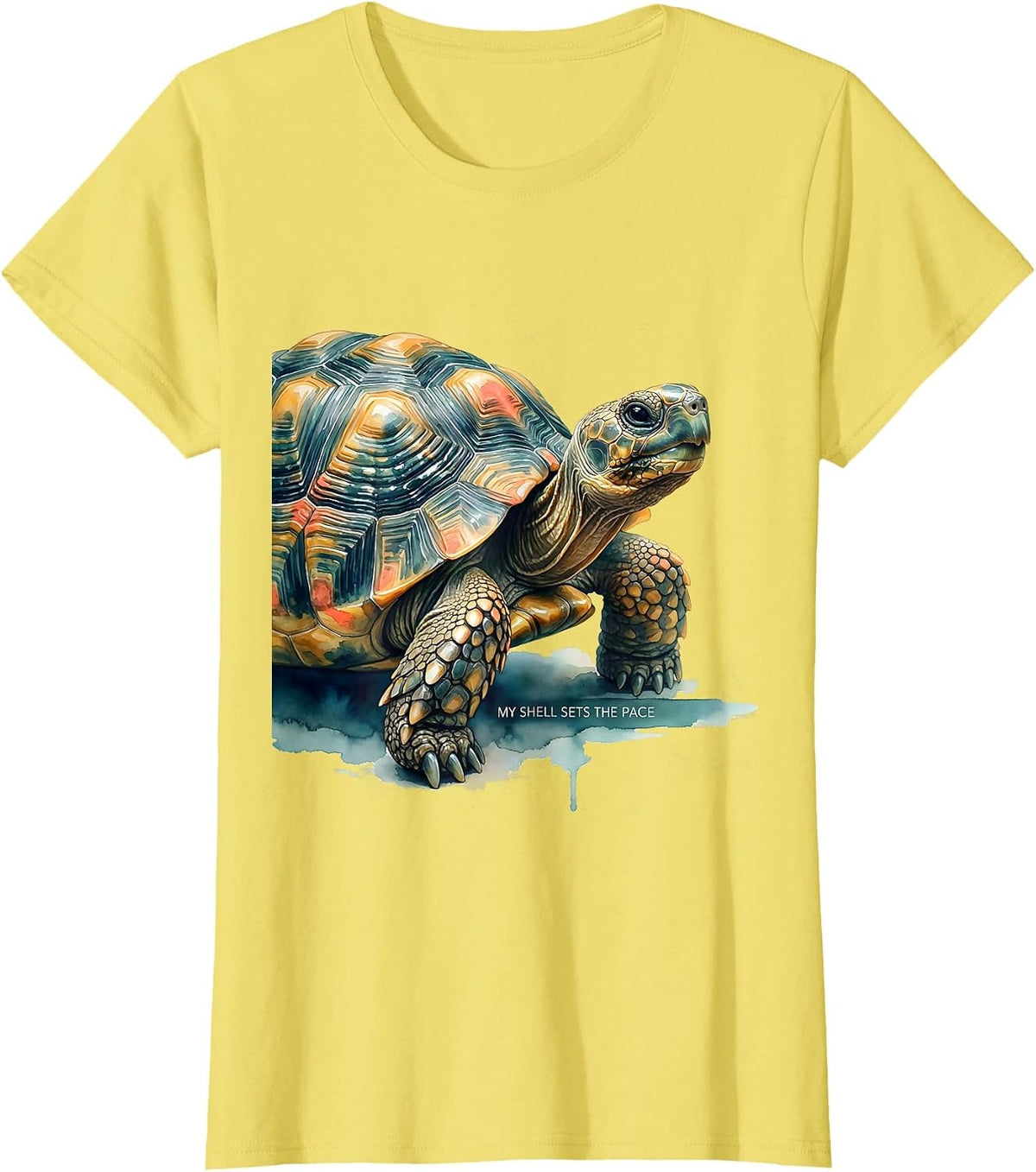 My Shell Sets The Pace Funny Tortoise Lover Pet Owner Gift T-Shirt - Lemon Yellow
