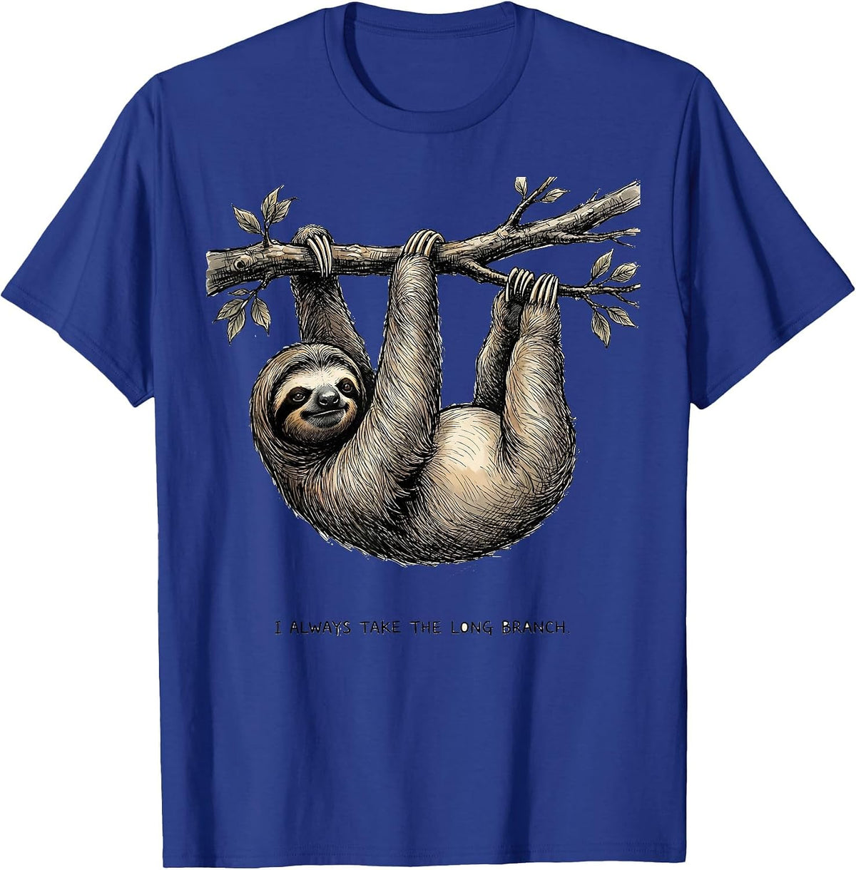 Men's I Always Take The Long Branch Funny Sloth Lover Gift T-Shirt - Royal Blue