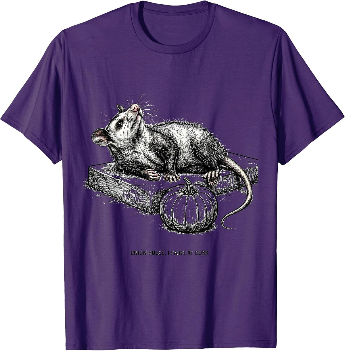 Union Rules I Faint At Dusk Vintage Opossum Halloween Spooky T-Shirt - Purple