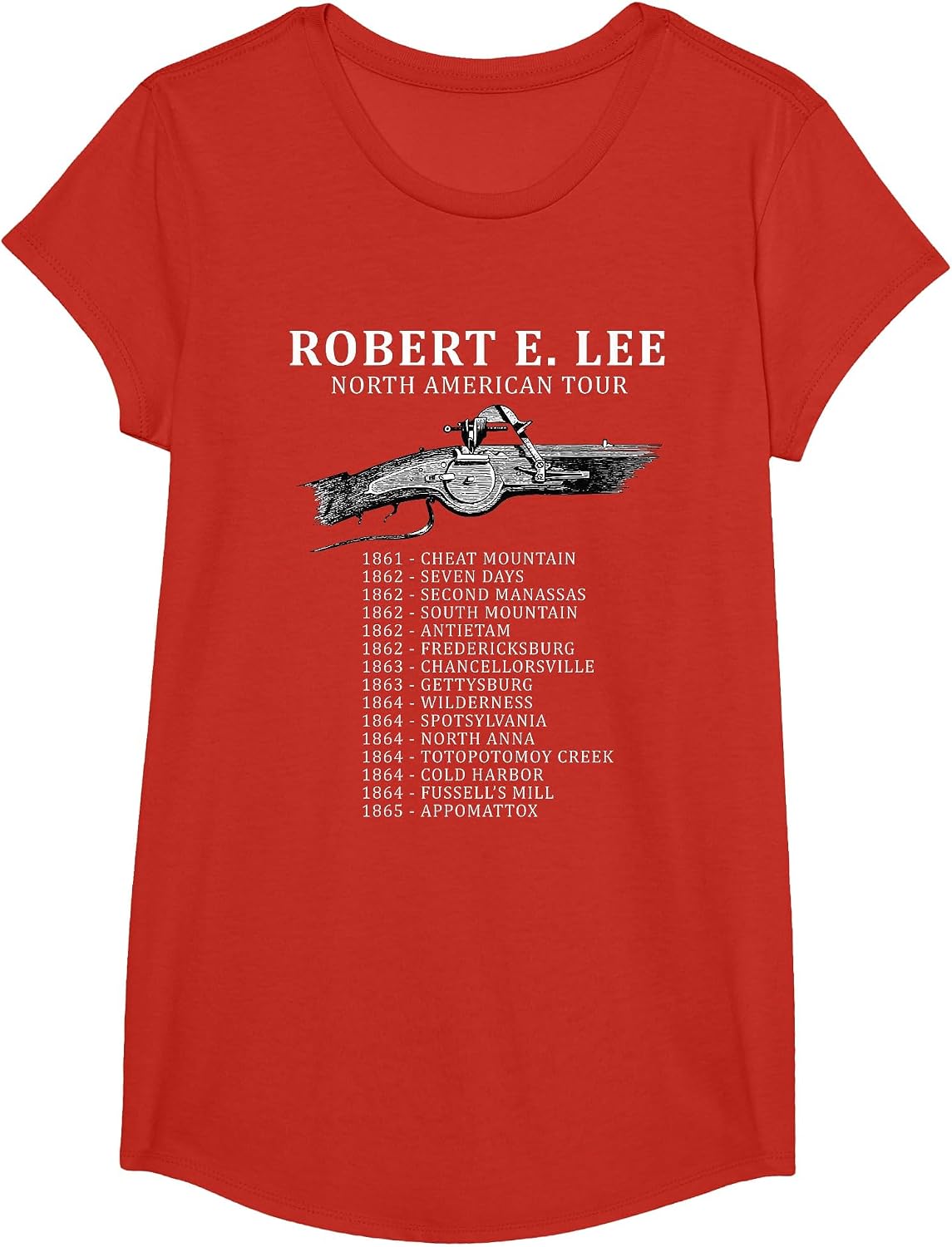 Civil War Funny Robert E. Lee North American Tour T-Shirt - Girls Red
