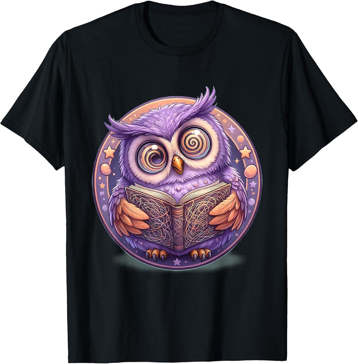 Men's Confused Owl Staring At Instructions Funny T-Shirt - Black