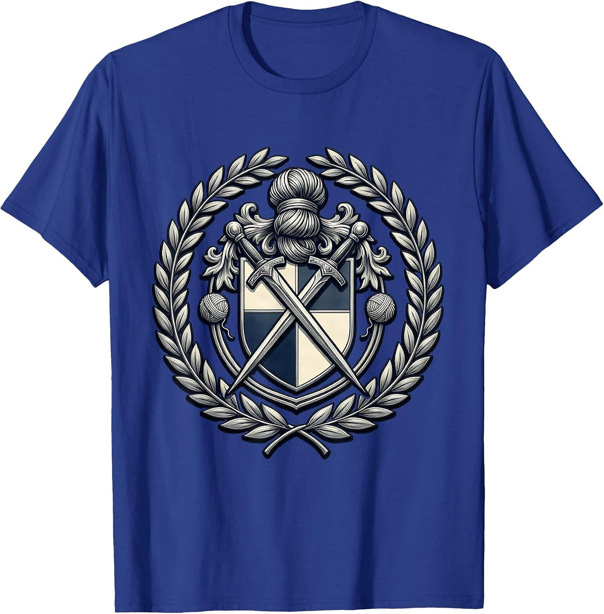 Men's Great Grandma Silver Bun Knitting Needles Graphic T-Shirt - Royal Blue