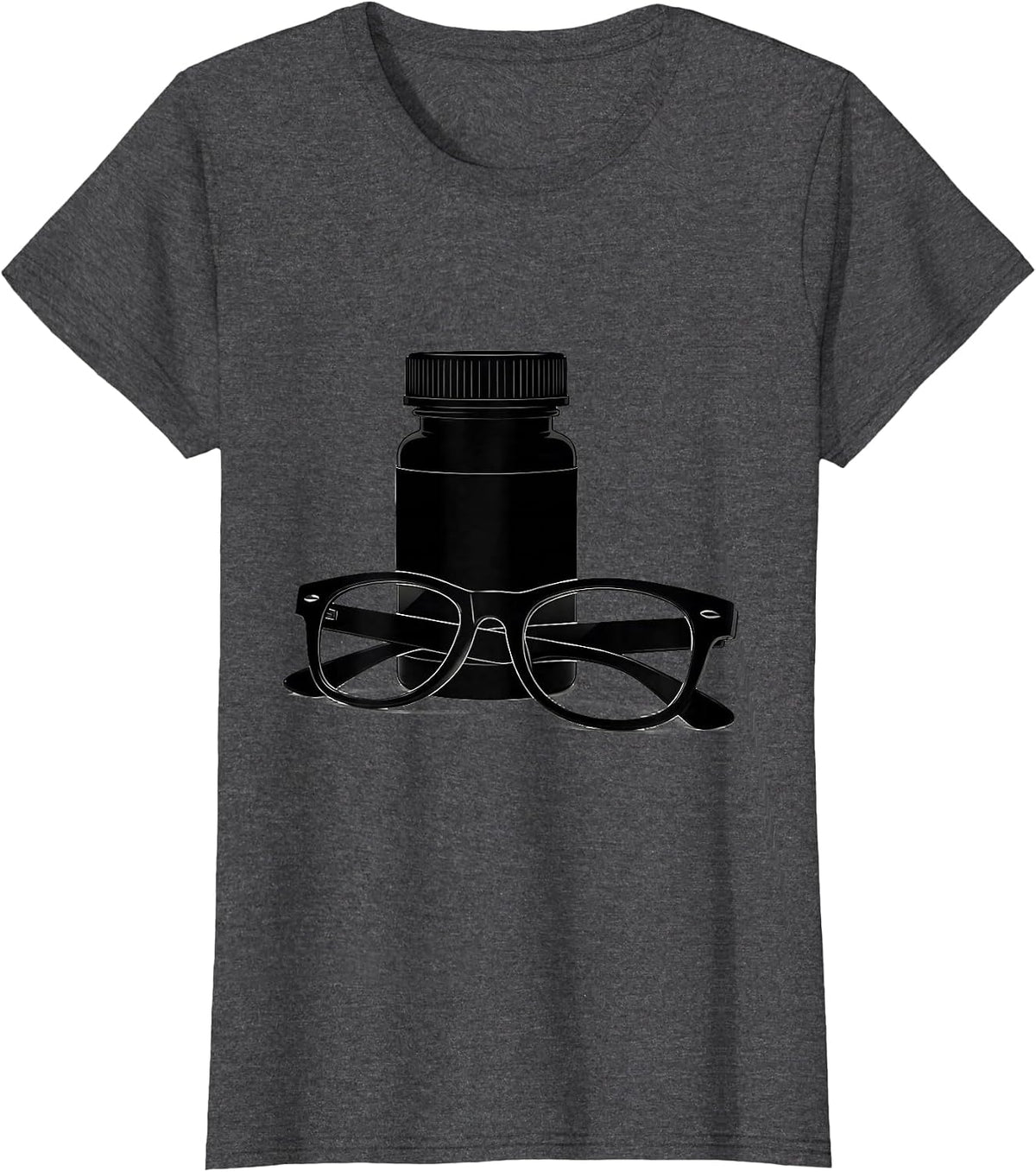 Women's Bifocals and Prescription Bottle Fall Prevention T-Shirt - Dark Heather Grey