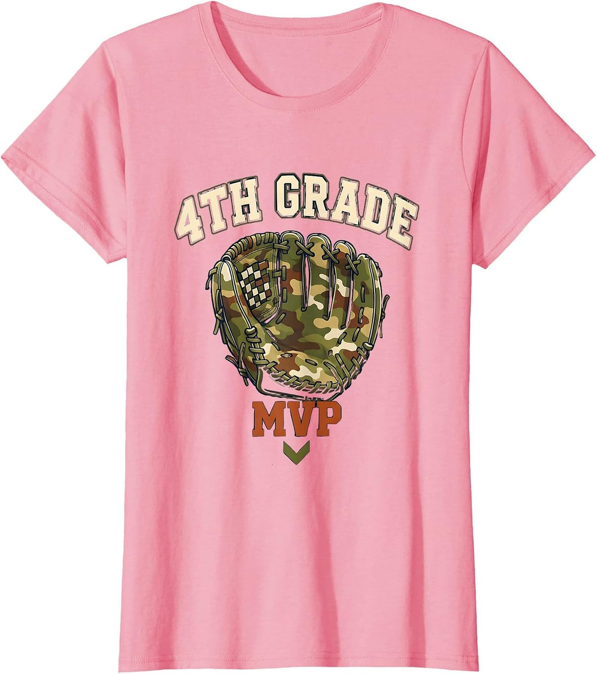 Women's 4th Grade MVP Camo Fourth Grade Back To School Boys T-Shirt - Pink