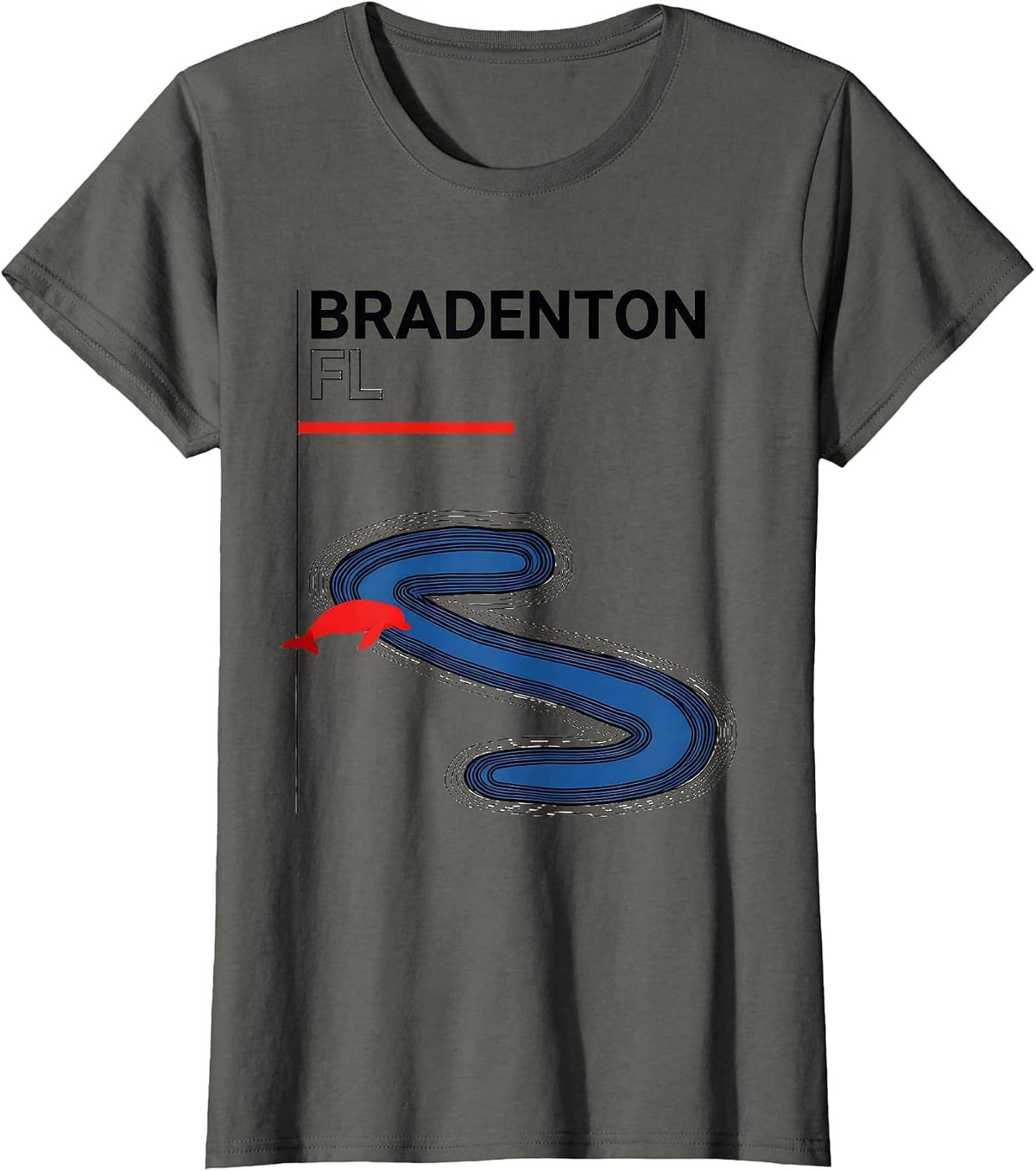 Women's BRADENTON FL Vintage Swiss International Manatee River Retro T-Shirt - Asphalt Grey