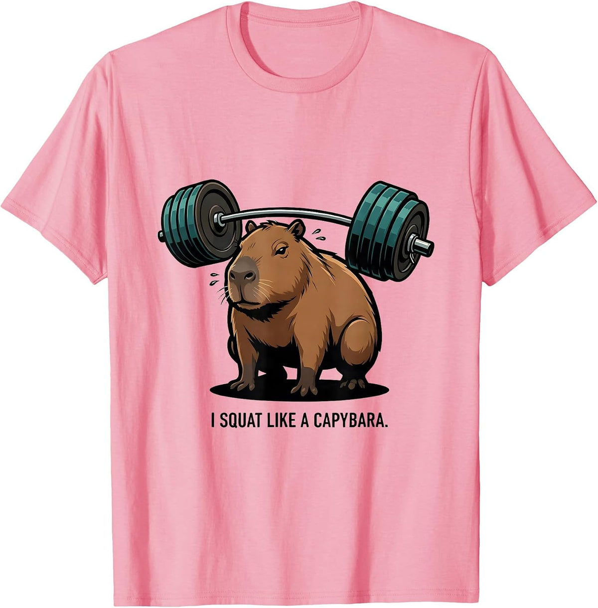 Men's I Squat Like A Capybara Funny Gym Workout Weightlifting Meme T-Shirt - Pink