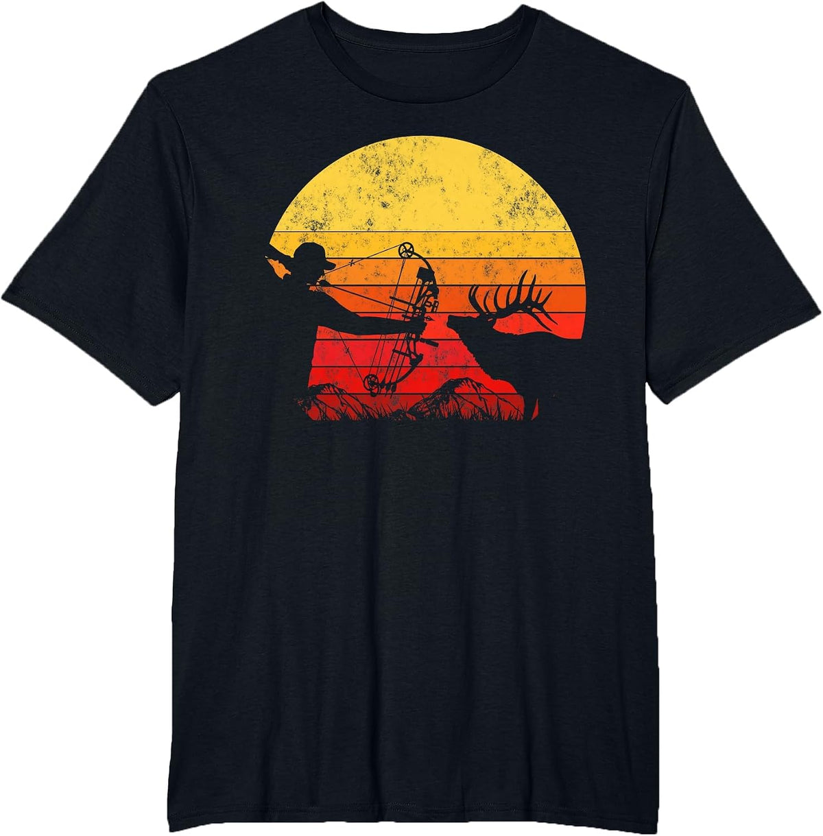 Bowhunter Vintage Retro Style Bow Hunting T-Shirt - Black