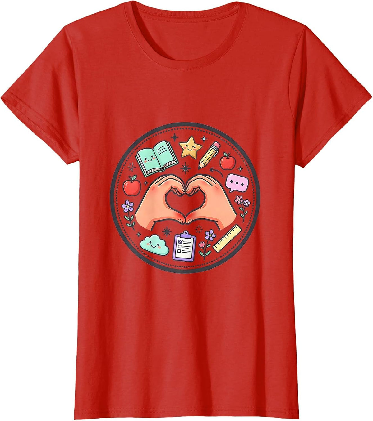 Special Education Teacher Sign Language Hands Gift T-Shirt - Red