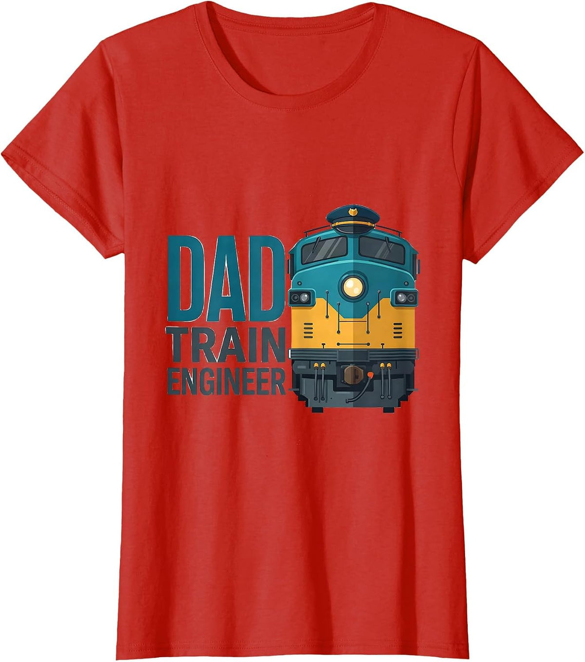 Dad - Train Engineer Matching Family Birthday Party Train T-Shirt - Red