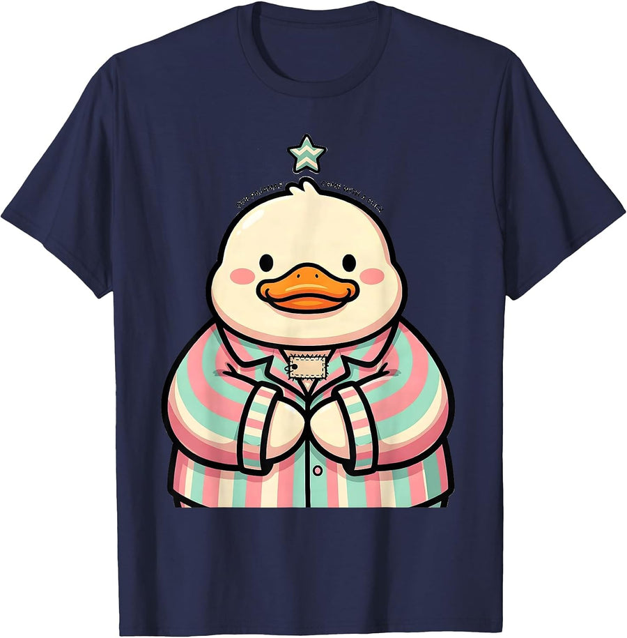 Our Pajamas Come With A Duck Cute Kawaii Duck Lover T-Shirt - Navy Blue