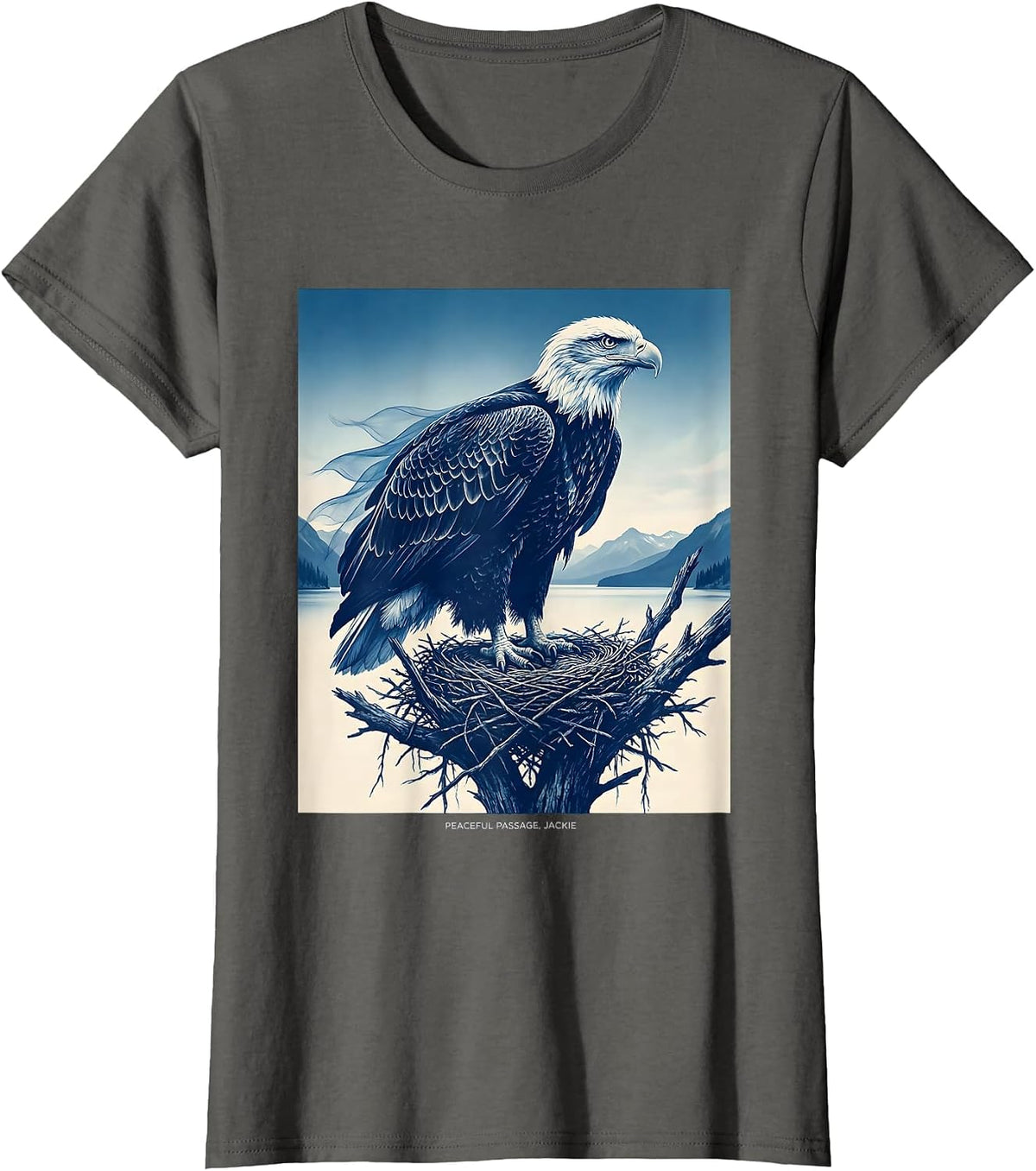 Women's Peaceful Passage Jackie Vintage Eagle Memorial Tribute T-Shirt - Asphalt Grey