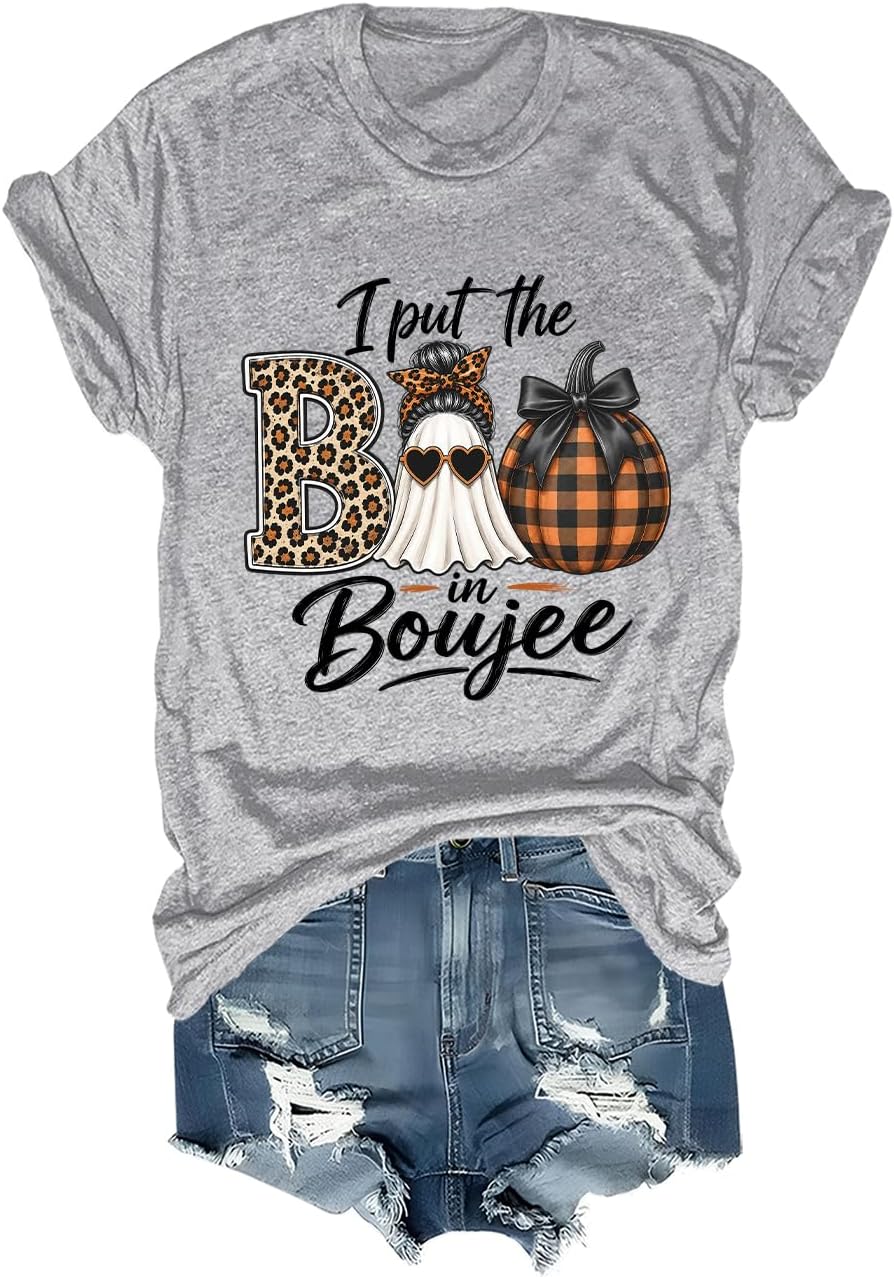 I Put The Boo in Boujee Shirt Terrifying Halloween Ghost T-Shirt Unisex - Grey