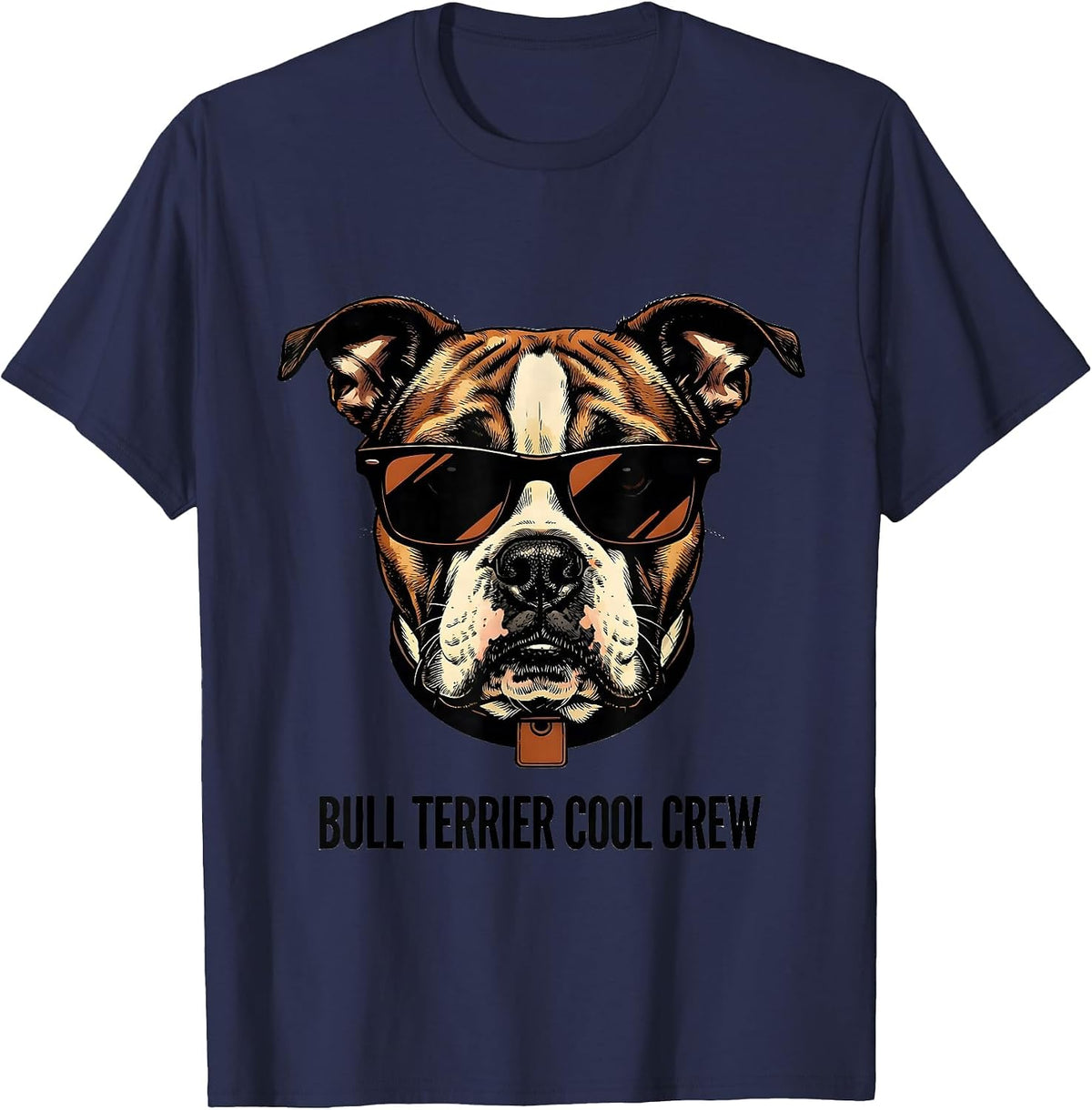 Men's Bull Terrier Cool Crew Funny Dog Lover Humor T-Shirt - Navy Blue