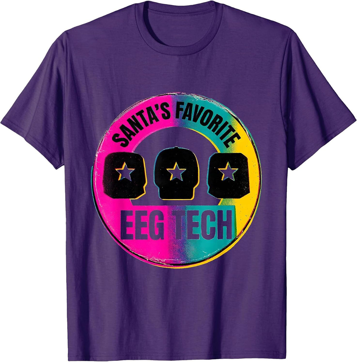 Santa's Favorite EEG Tech Funny Medical Tech Christmas T-Shirt - Purple
