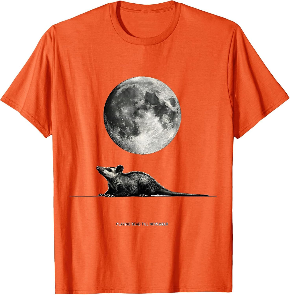 Men's Playing Dead Till November Vintage Opossum Halloween Spooky T-Shirt - Orange